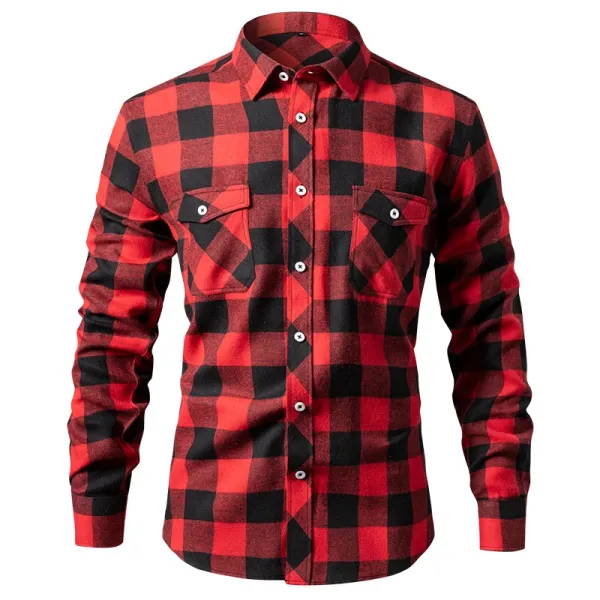 Design Classic Black and White Checkered Flannel Shirt Tops Shirt - 20