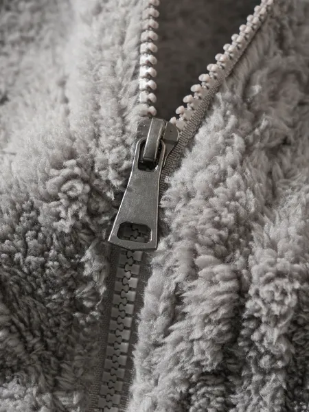 Design Faux Fur Cable Knit Hooded Jacket Gray Outerwear - 13