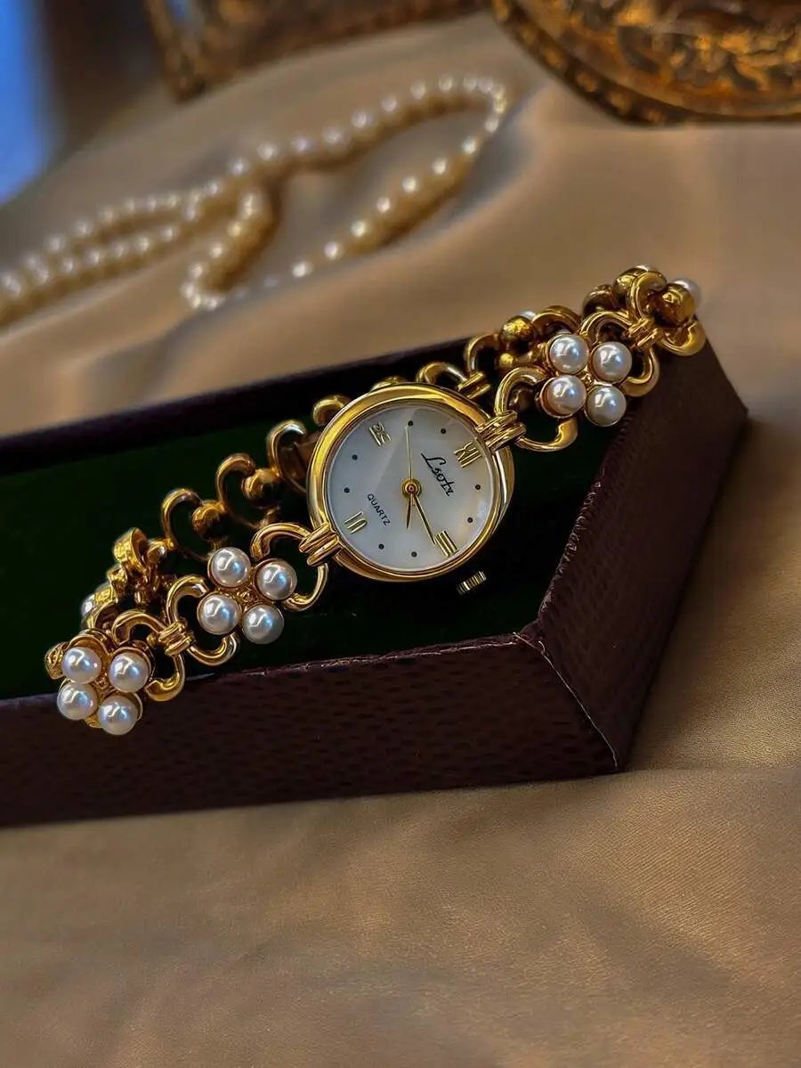 Design Lorus Pearl-Embellished Gold-Tone Quartz Watch Beige Watches - 3