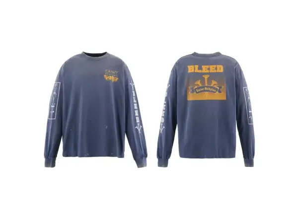 Design Saint Babylon Bleed Long Sleeve T-Shirt Navy T-Shirts - 1
