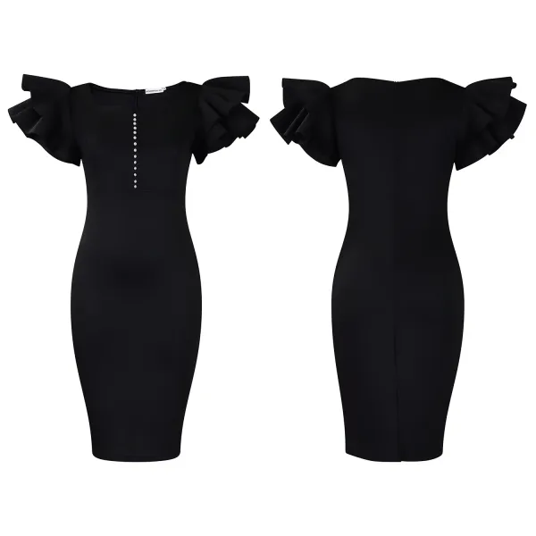 Design Metamorphosis Girl Ruffled Sleeve Bodycon Dress White Dress - 54