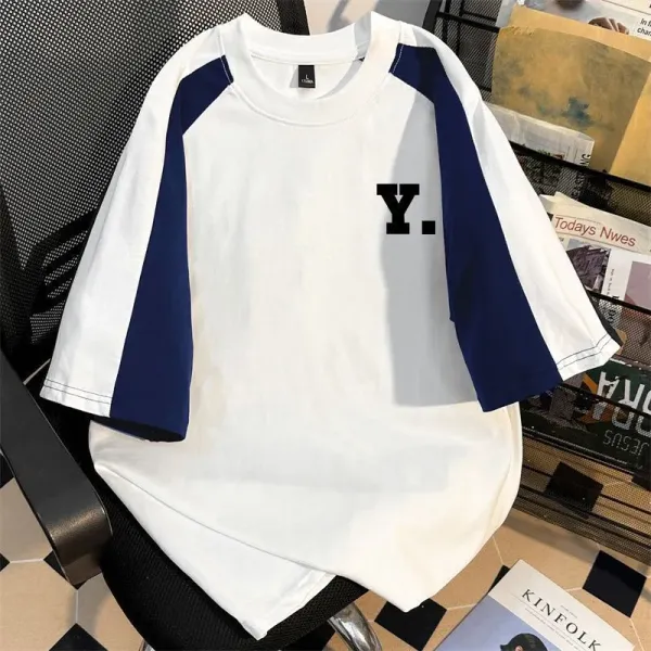 Design Y. Logo Raglan Sleeve T-Shirt Navy and White - 3