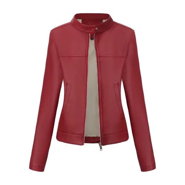 Design Faux Leather Moto Jacket Navy - 16