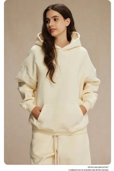 Design 350G Thickened Faint Yellow Hoodie - 29