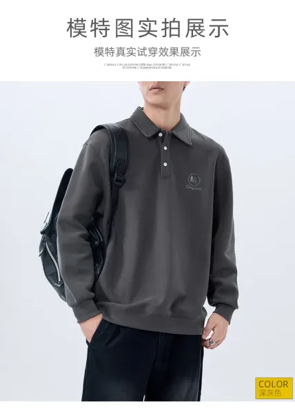 Design Polo Sweatshirt Gray Polo Shirt - 12