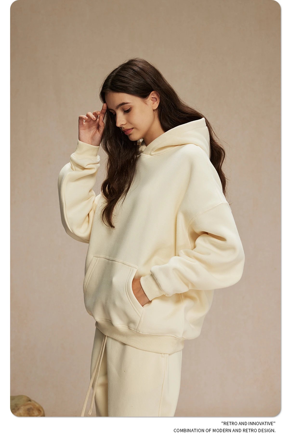 Design 350G Thickened Faint Yellow Hoodie - 30