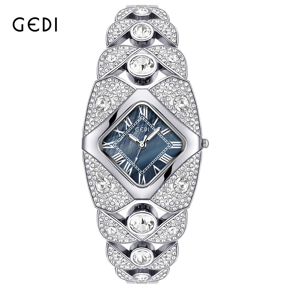 GEDI Crystal-Embellished Blue Mother-of-Pearl Dial Quartz Watch