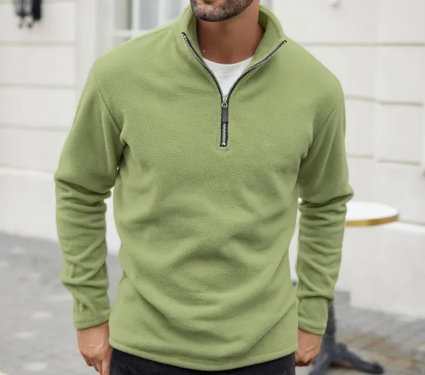 Design Quarter-Zip Fleece Pullover Black Sweater - 54