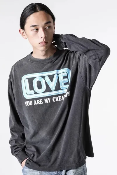 Design Graffiti Print Oversized Long-Sleeve T-Shirt White - 44