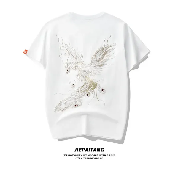 Design Phoenix Embroidered White T-Shirt - 23