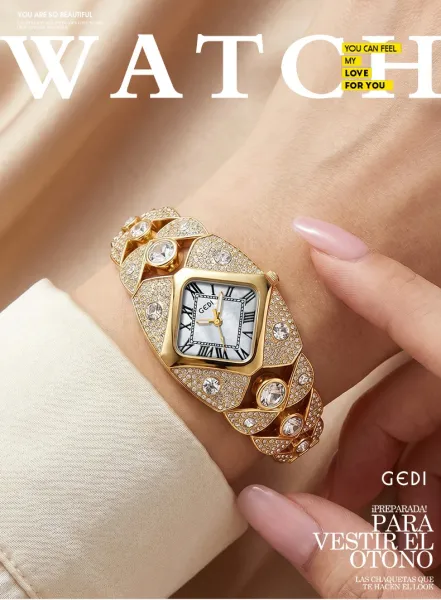 Design GEDI Crystal-Embellished Blue Mother-of-Pearl Dial Quartz Watch Watches - 5