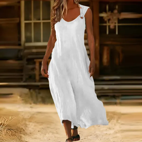 Design Sleeveless Ring-Strap Maxi Dress Red - 26