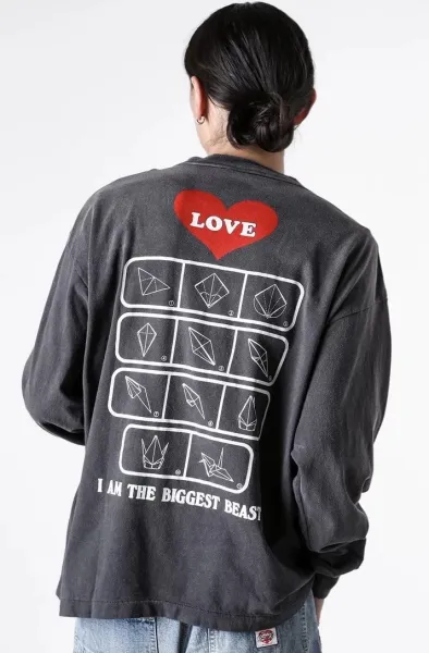Design Graffiti Print Oversized Long-Sleeve T-Shirt White - 45