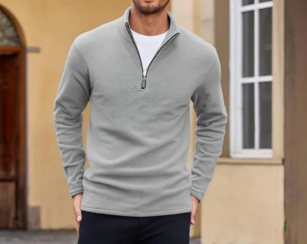 Design Quarter-Zip Fleece Pullover Black Sweater - 58