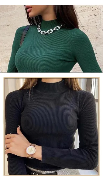 Design Ribbed V-Neck Long Sleeve Sweater Light Blue - 21