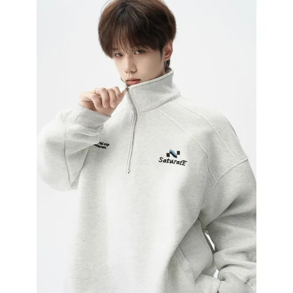 Design Half-Zip Oversized Hoodie Gray - 10