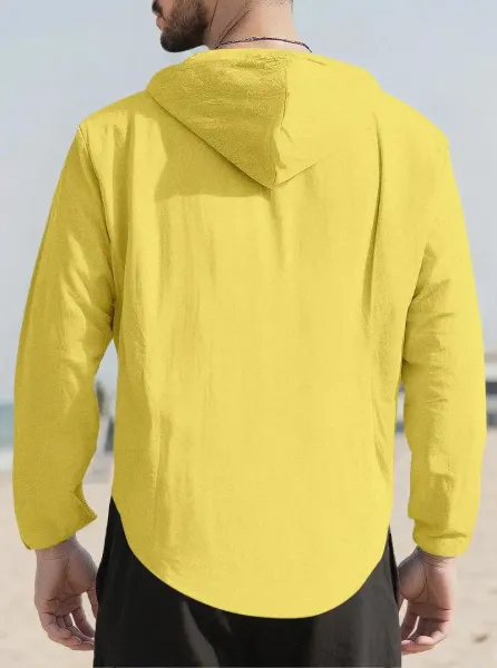 Design Hooded Button-Up Shirt Red - 28