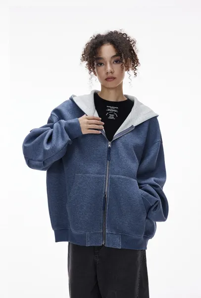Design Oversized Zip-Up Hoodie Black - 31