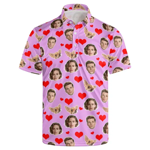 Design Custom Print Purple Heart Pattern Polo Shirt - 1