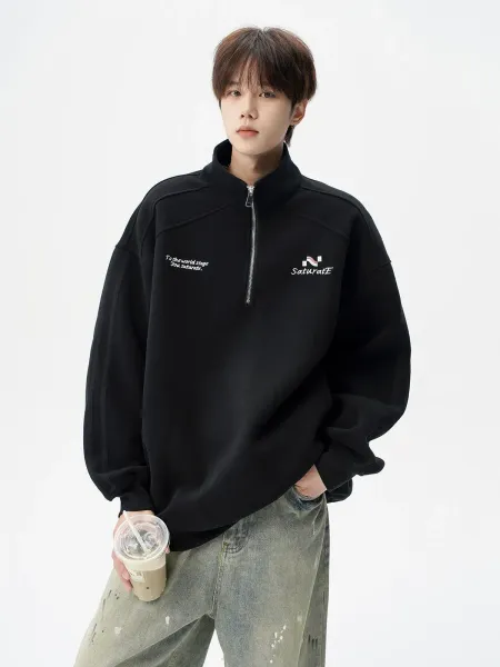 Design Half-Zip Oversized Hoodie Gray - 27