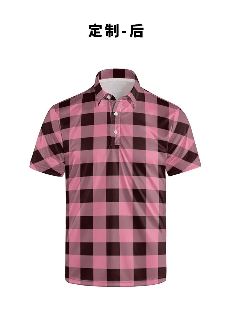 Design Depoga Pink and Black Checkered Polo Shirt Tops Polo - 5
