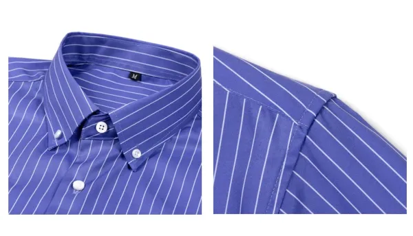 Design Striped Button-Down Shirt Navy Red White - 23