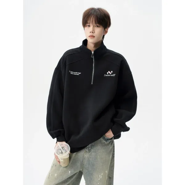 Design Half-Zip Oversized Hoodie Gray - 30