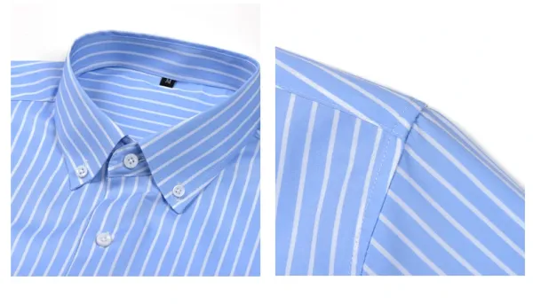 Design Striped Button-Down Shirt Navy Red White - 26