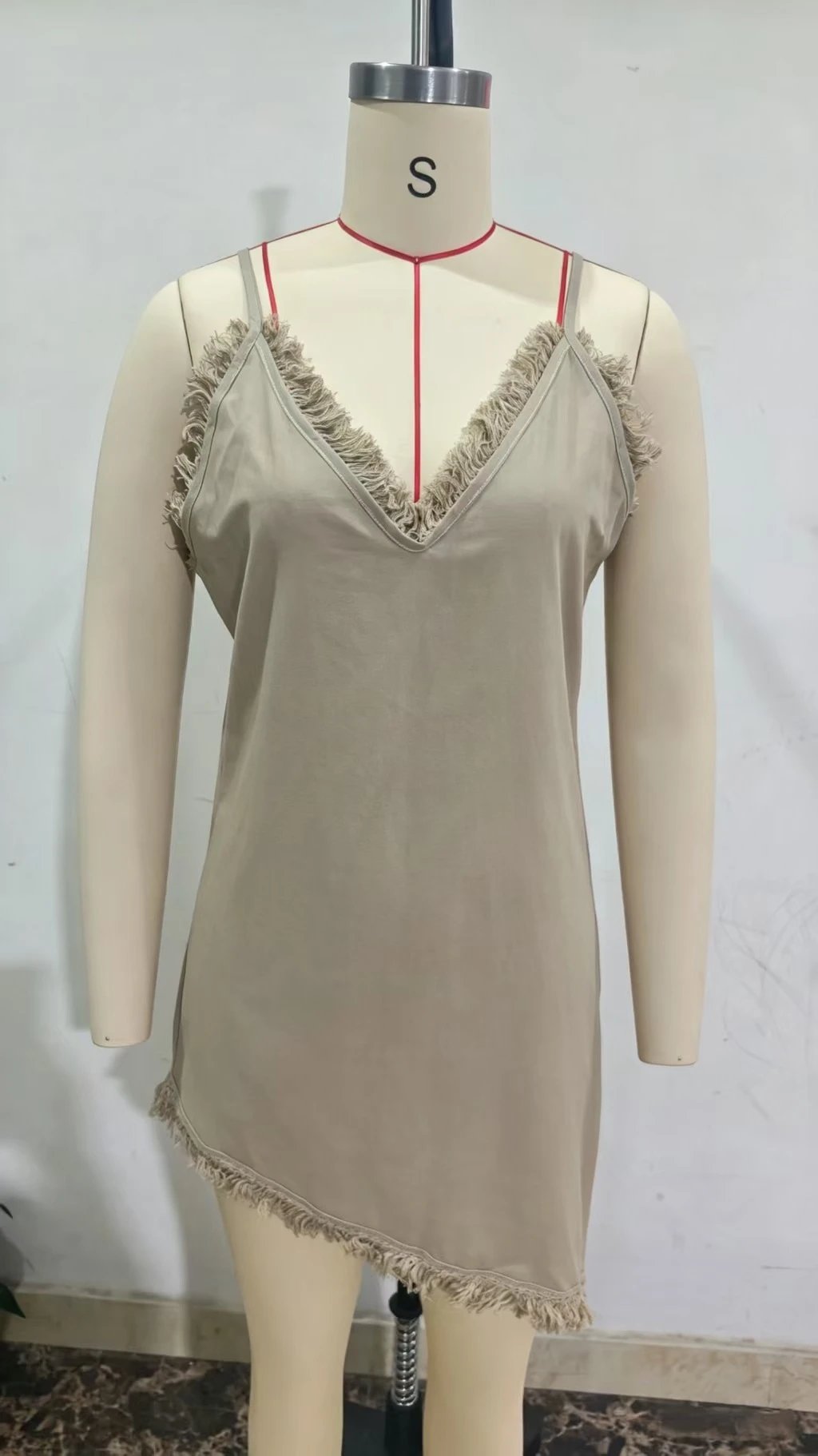 Design Linen Fringe Mini Dress Rust - 16