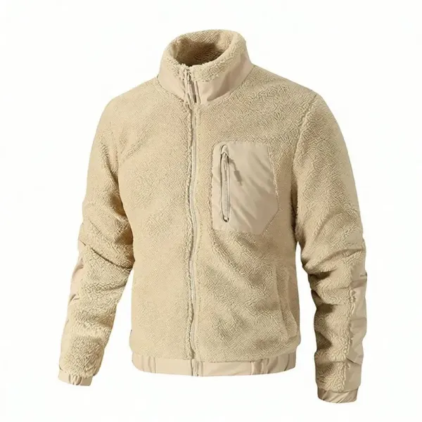 Design Fleece Sherpa Jacket Beige Outerwear - 1