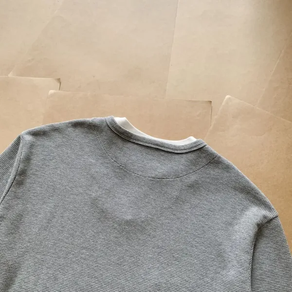 Design Layered V-Neck Thermal Gray Long Sleeve Top - 24