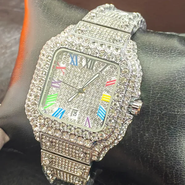 Design Square Crystal-Encrusted Watch Multicolor Rose Gold Tone Watch Watches - 11
