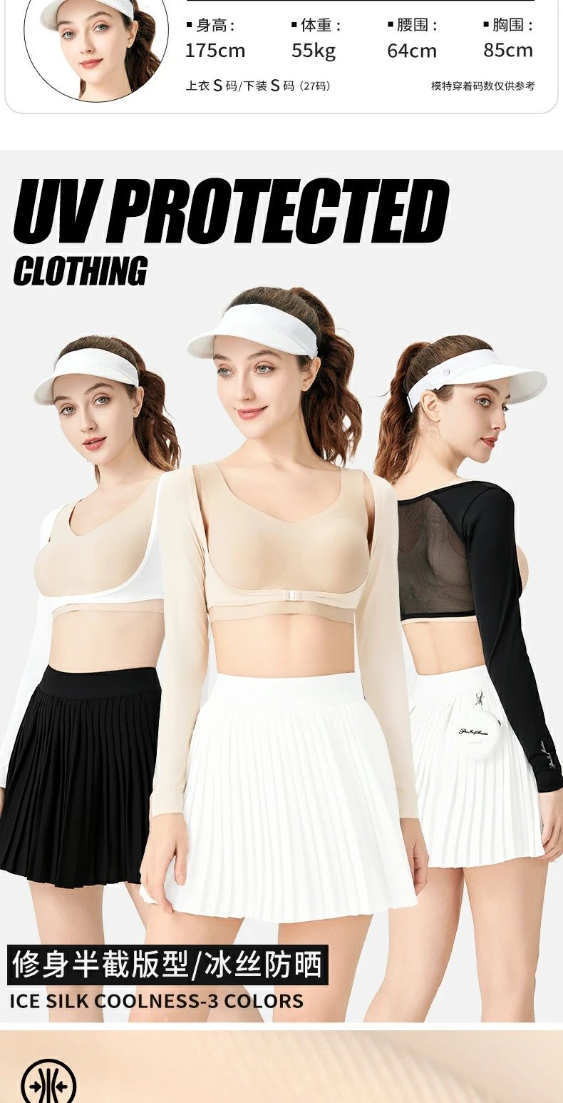 Design Golf Ice Silk Base Layer Black Long Sleeve Crop Top Base Layer - 4