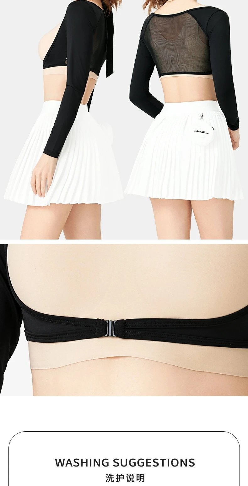 Design Golf Ice Silk Base Layer Black Long Sleeve Crop Top Base Layer - 16