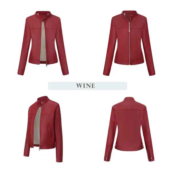 Design Faux Leather Moto Jacket Navy - 13