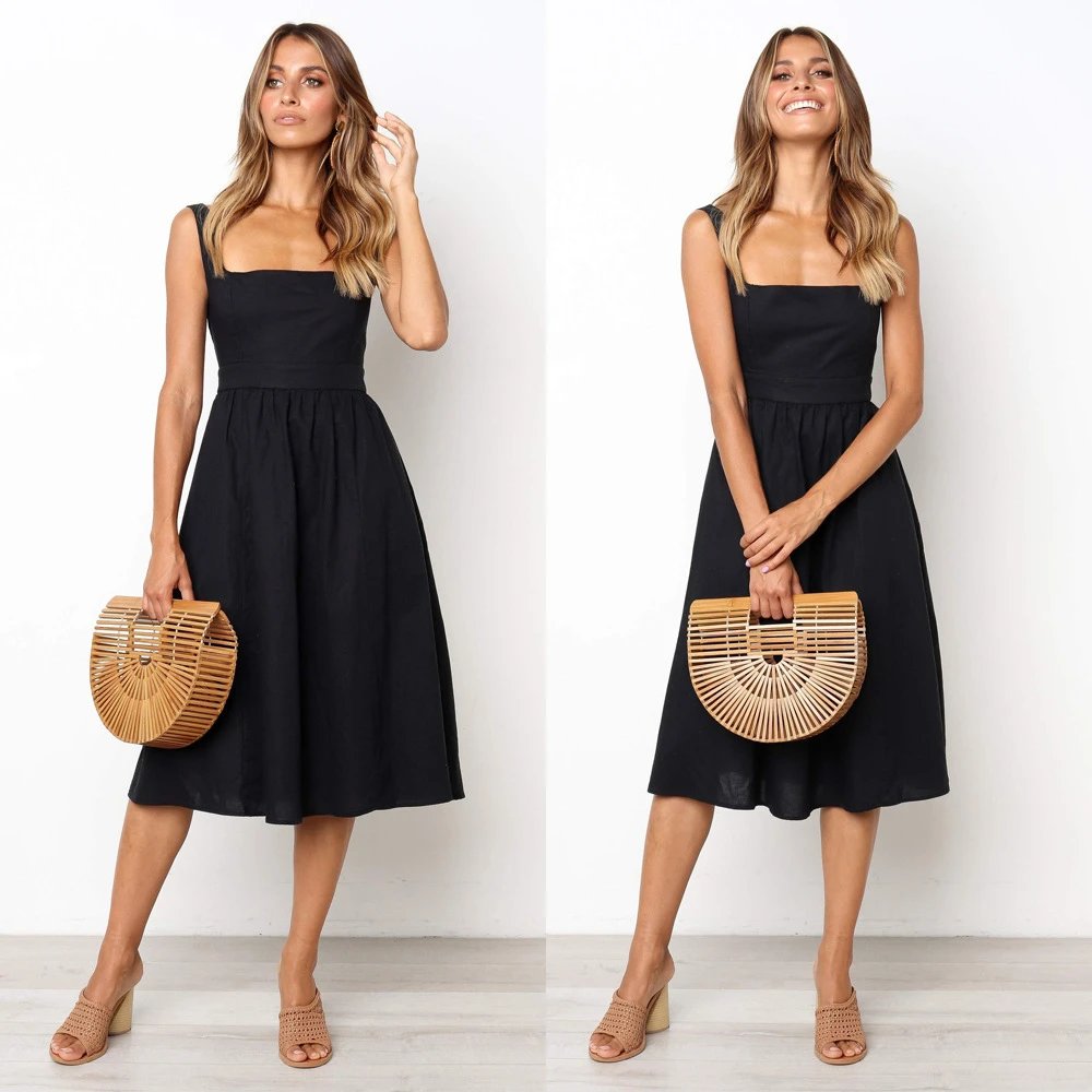 Design Square Neck Midi Dress White - 23