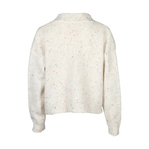 Design Cropped Speckled Knit Cardigan White Outerwear.cardigan - 7