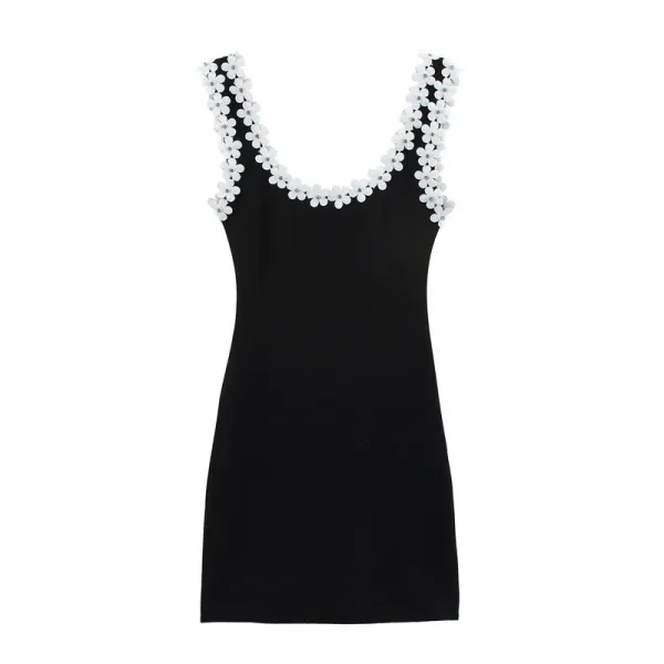 Design Floral-Embellished Black Sleeveless Dress - 9