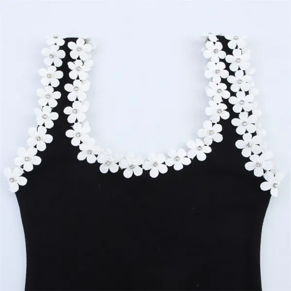 Design Floral-Embellished Black Sleeveless Dress - 10