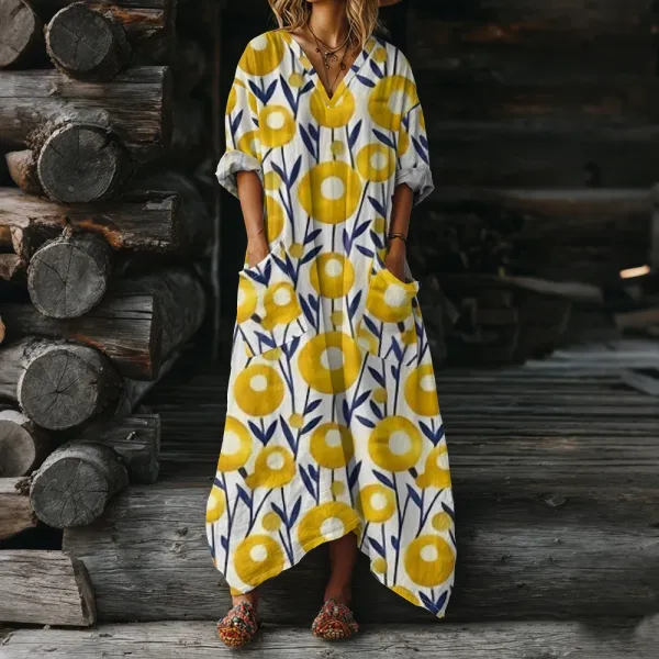 Design Colorblock Patchwork Maxi Dress Multicolor - 8