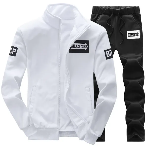 Design SHAN YES Track Suit Set White / Black Tracksuit - 1