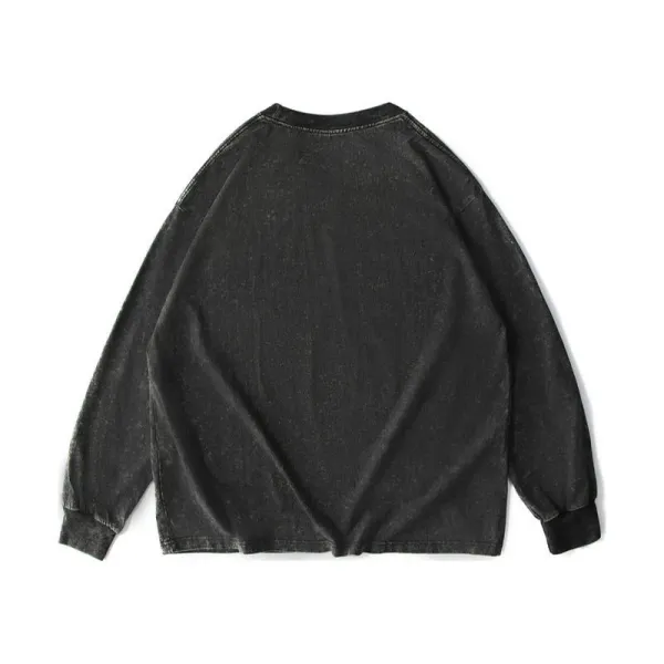 Design Acid Wash Olive Long Sleeve Tee T-Shirts - 21