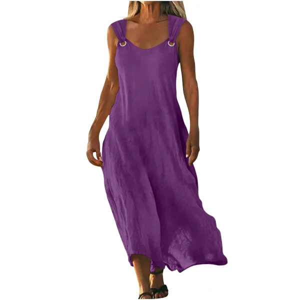 Design Sleeveless Ring-Strap Maxi Dress Red - 12