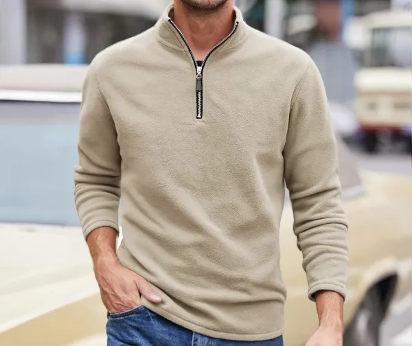 Design Quarter-Zip Fleece Pullover Black Sweater - 29