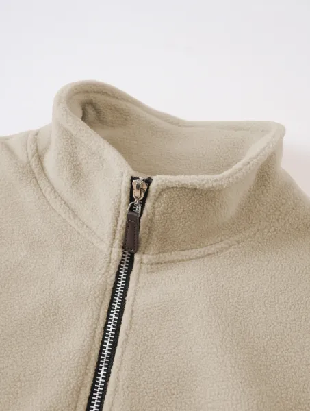 Design Quarter-Zip Fleece Pullover Black Sweater - 32
