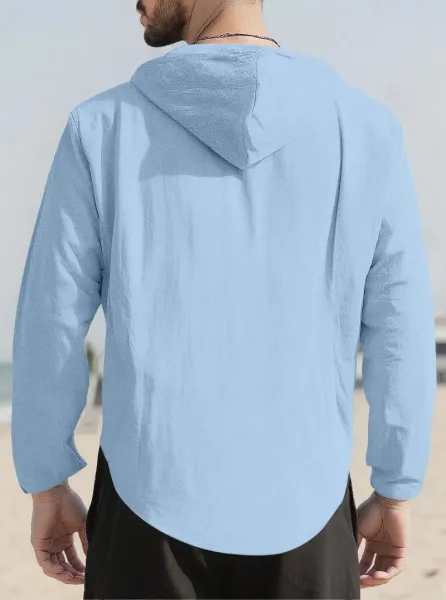 Design Hooded Button-Up Shirt Red - 29