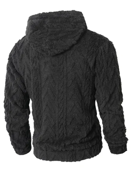 Design Faux Fur Cable Knit Hooded Jacket Gray Outerwear - 18