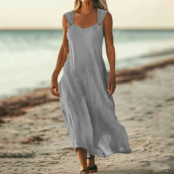 Design Sleeveless Ring-Strap Maxi Dress Red - 18