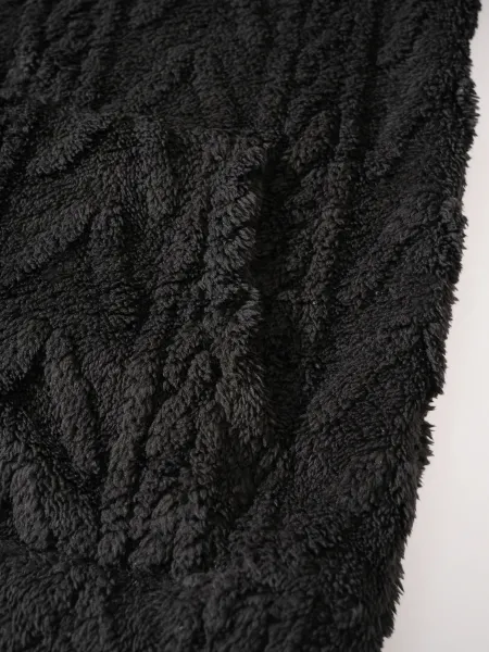 Design Faux Fur Cable Knit Hooded Jacket Gray Outerwear - 21