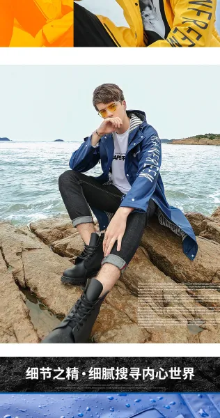 Design Waterproof Windbreaker Jacket Light Gray Outerwear - 19